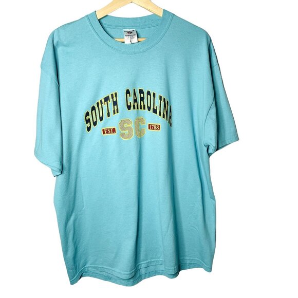 South Carolina Graphic Tee Turquoise XL Heavyweight Blend EST Crewneck u - Picture 2 of 6